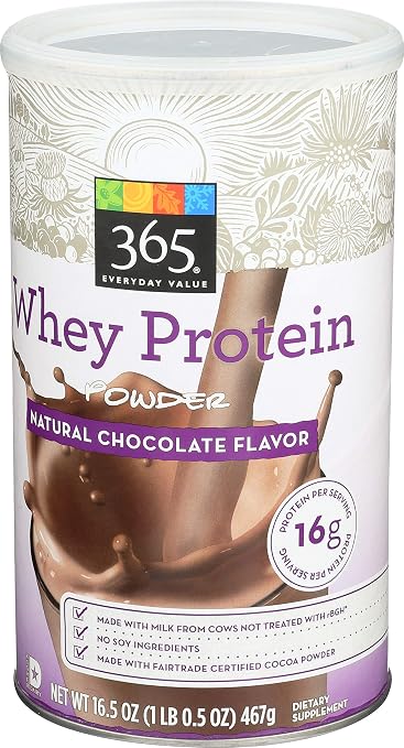 Amazon Com 365 Everyday Value Whey Protein Powder Natural Chocolate Flavor 16 5 Oz Prime Pantry
