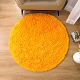 Aspire Homeware Round Rug Ochre 120x120cm Anti Slip Thick Pile Non Shedding view 3