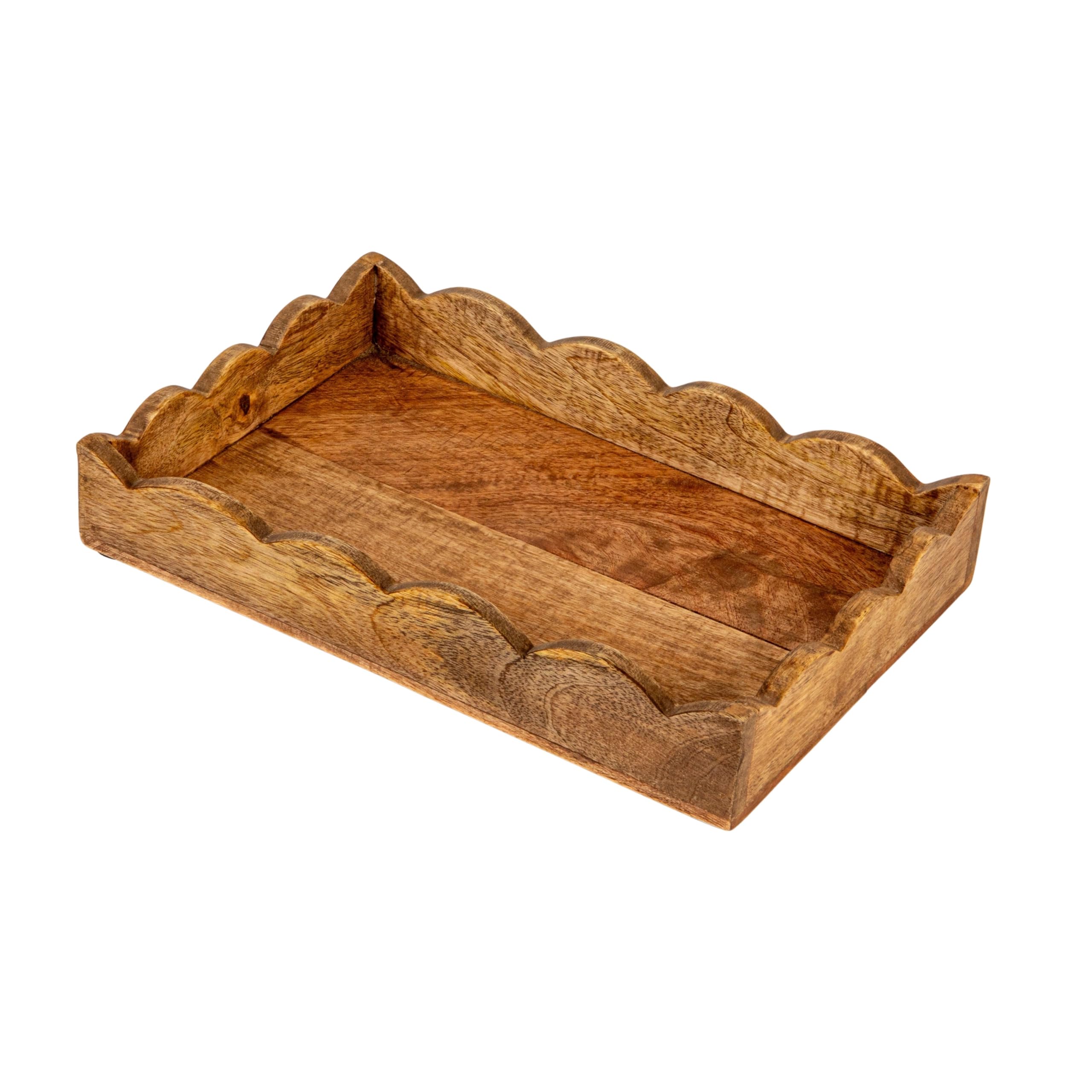Photo 1 of Creative Co-Op Mango Wood Scalloped Tray, Natural