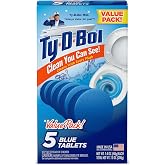 Ty-D-Bol Toilet Bowl Cleaner Tablets, Bleach-Free, 5 Pack | Automatic Drop-In, Removes Hard Water Stains, Removes Limescale, Removes Mineral Buildup