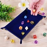 SIQUK Double Sided Dice Tray Folding Rectangle PU Leather Dark Blue Velvet view 6