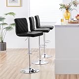 Yaheetech Bar Stools Set of 2 PU Leather Adjustable Swivel Black view 4