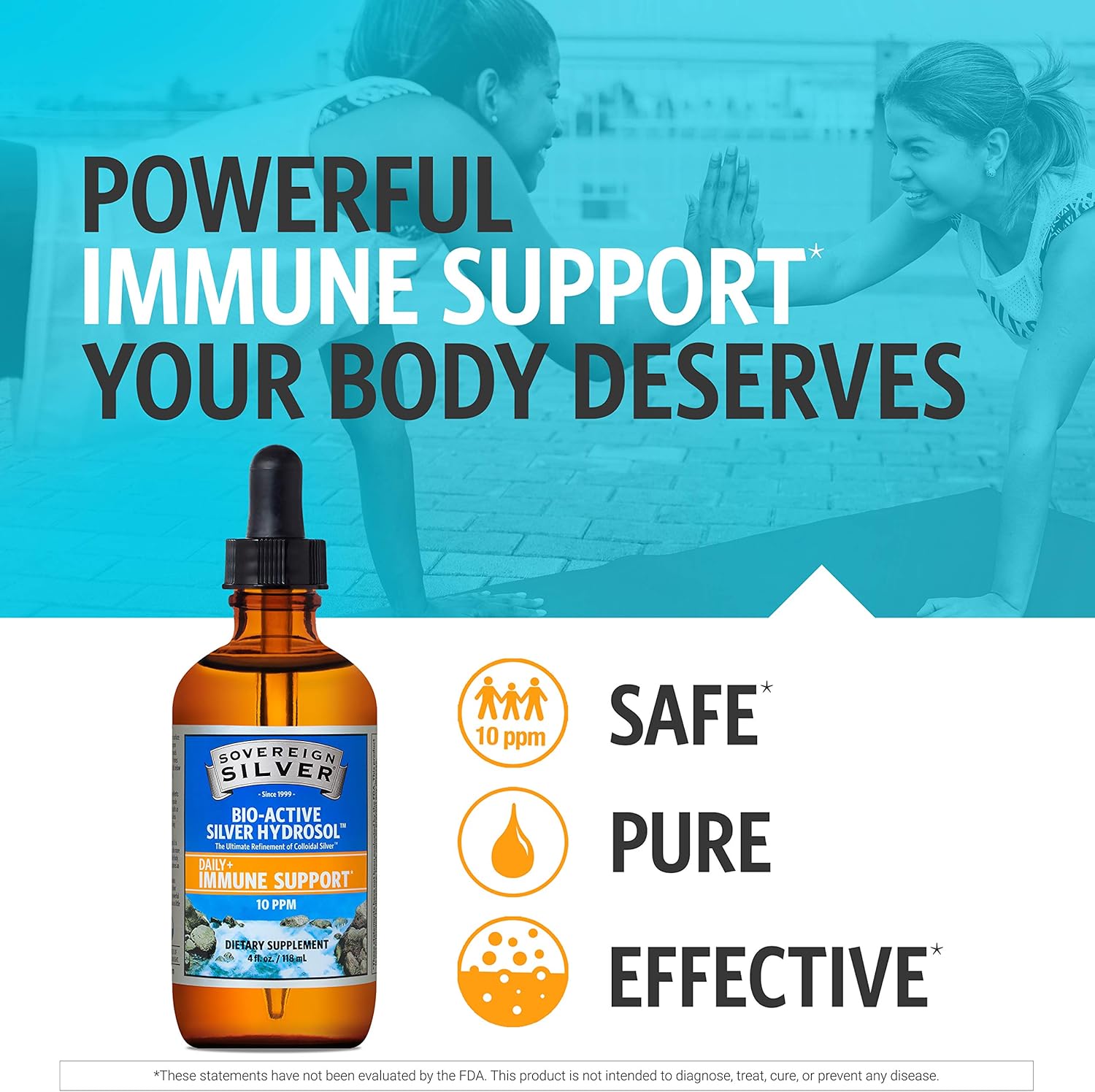Sovereign Silver Bio-Active Silver Hydrosol for Immune Support - 10 ppm, 4oz (118mL) - Dropper: Health & Personal Care