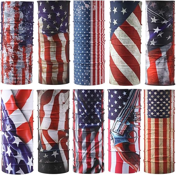 Amazon 10ピース アメリカ国旗バンダナ顔カバーヘッドバンド シームレスネックゲートル バラクラバ 多機能ヘッドウェア スカーフ 防風ヘッドラップ オートバイ サイクリング 釣り スキー 帽子 通販