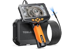 Triple Lens Borescope Inspection Camera, Teslong Professional Endoscope with Light, Digital Video Scope Camera, 5" IPS Screen, Waterproof Flexible Cable for Automotive/Home/Wall/Pipe/Car (16.5FT)