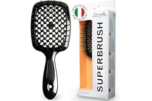JÄNEKE Janeke Original Patented Superbrush Detangler Brush Anti-static Hairbrush Easy For Wet or Dry Use Flexible with Nylon Bristle Great for All Hair Types - Long Thick Curly (Black)