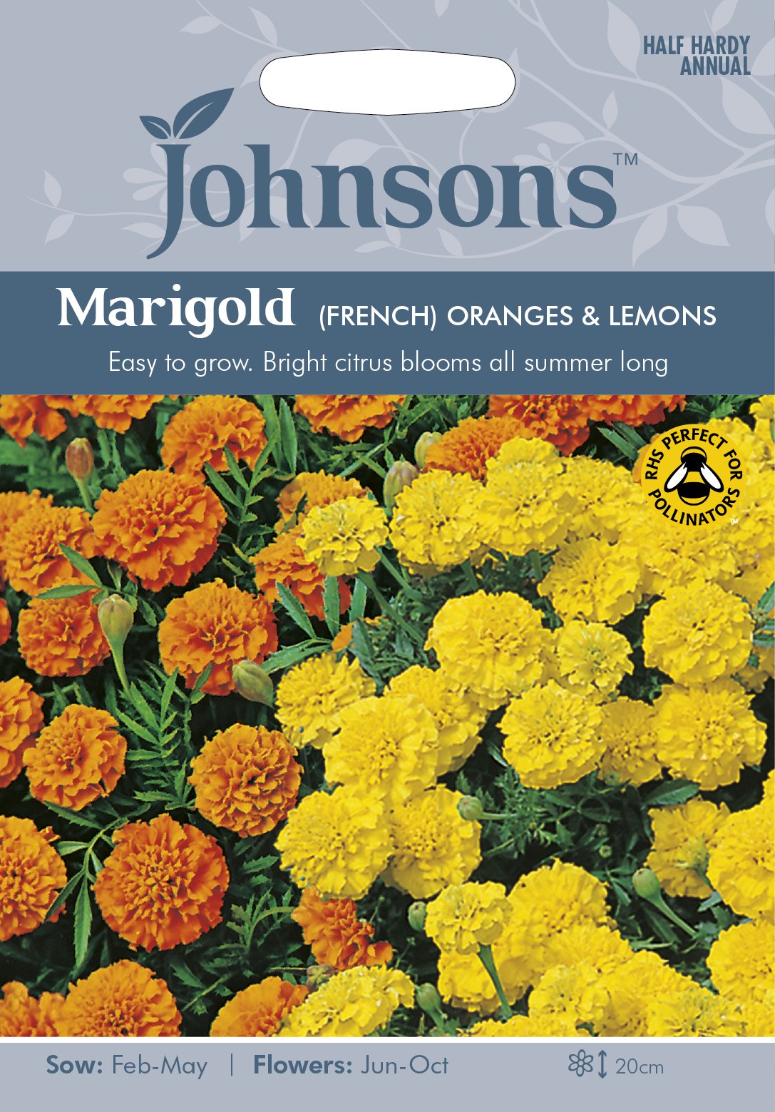 Johnson's 24026 Flower Seeds, Marigold (French) Oranges and Lemons, Mixed