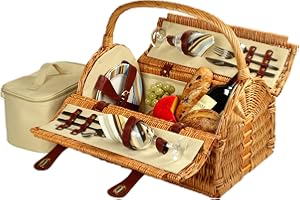 Picnic at Ascot Sussex Willow Picnic Basket with Service for 2 - Santa Cruz