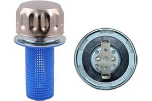 ÜREL Hydraulic Oil and Fuel Filler Breather Vent Metal Cap for Reservoir Tank (with Strainer, Bayonet Lock, Chrome Plated, Tearproof Gasket)