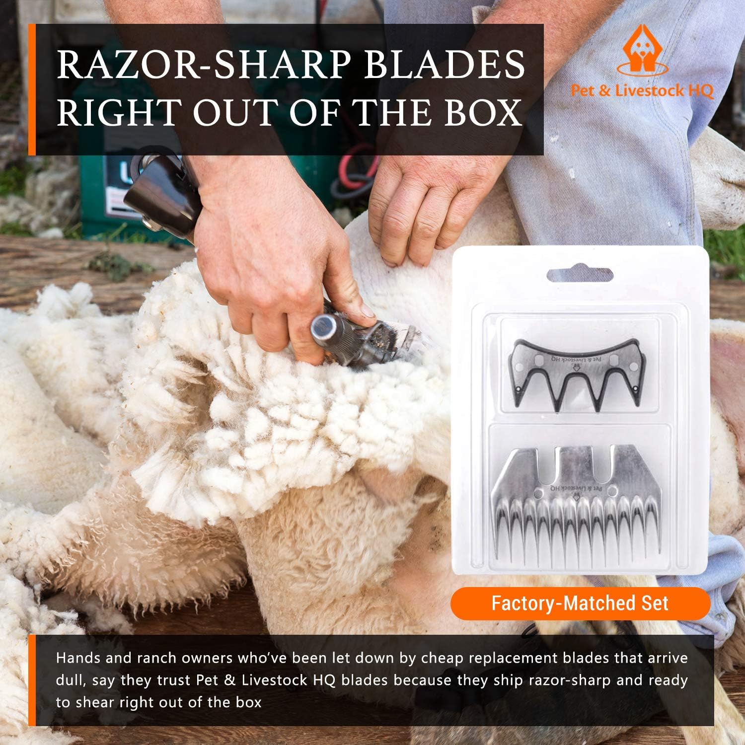 Pet & Livestock HQ | Shearing Blades for Pet & Livestock HQ 380W Sheep Clippers - Replacement for Oster, Lister, Heiniger, Detachable Animal Trimmer Shears for Grooming Goats, Lambs, Llamas, Alpacas