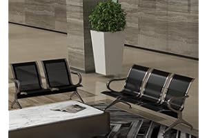 Kinfant 5-Seat Waiting Room Chairs Sofa Furniture - Office Guest Reception Chair with Armrest for Waiting Room Airport Hospital Bank (Black - Mesh)