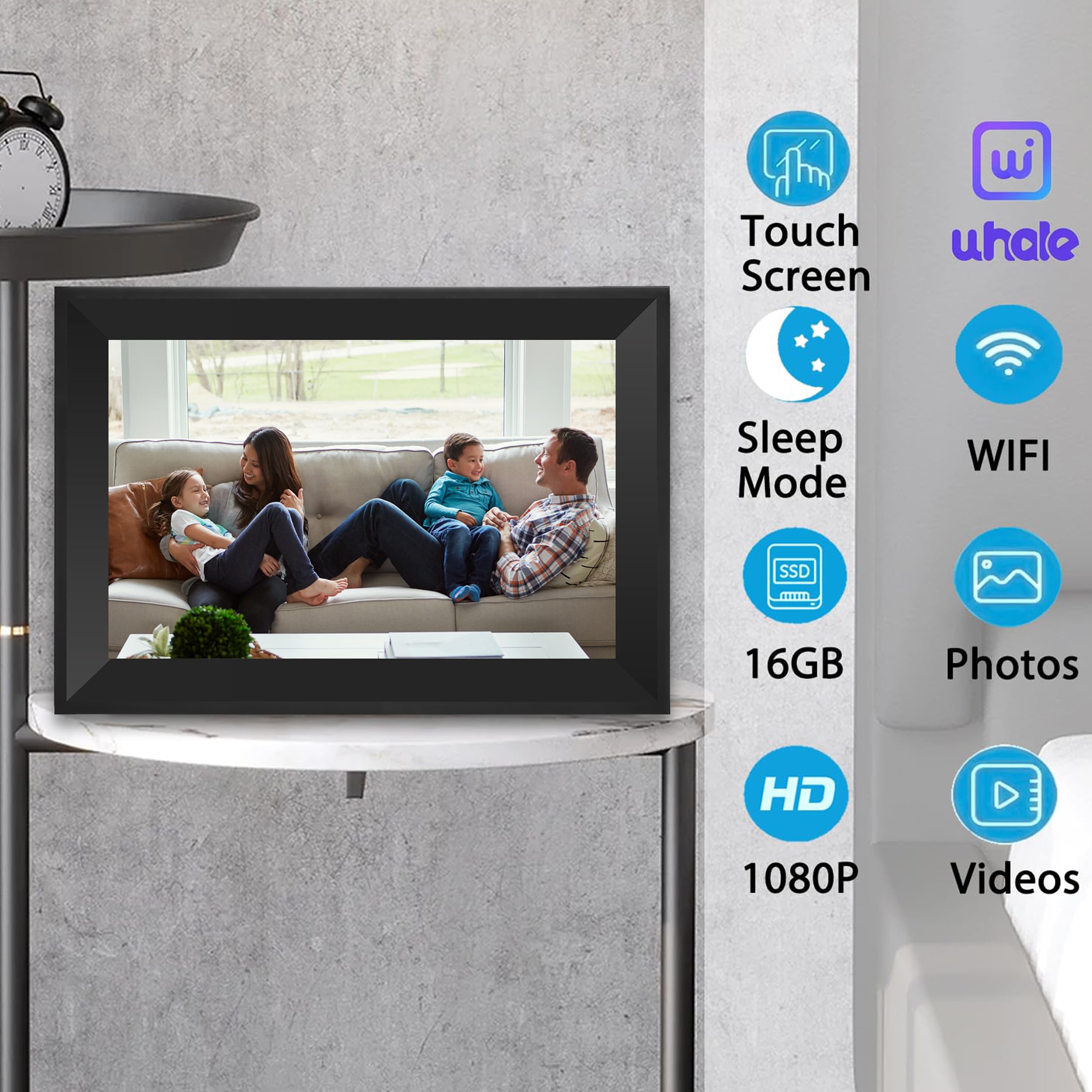 Uhale 10.1 Inch HD Touch Screen Digital Picture Frame WiFi Enabled,16GB Storage,Auto-Rotate, Digital Photo Frame Free Photo and Video Sharing to Family & Friends via The app