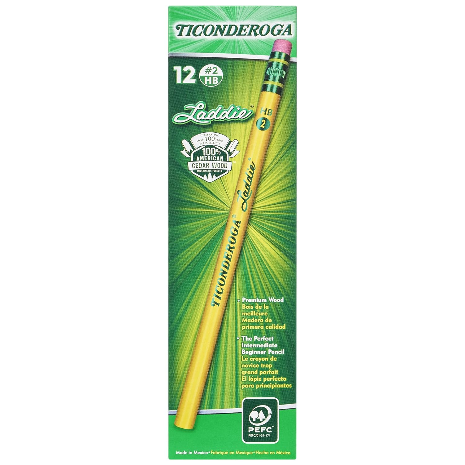 TICONDEROGA Laddie Pencils, WoodCased 2 HB Soft with