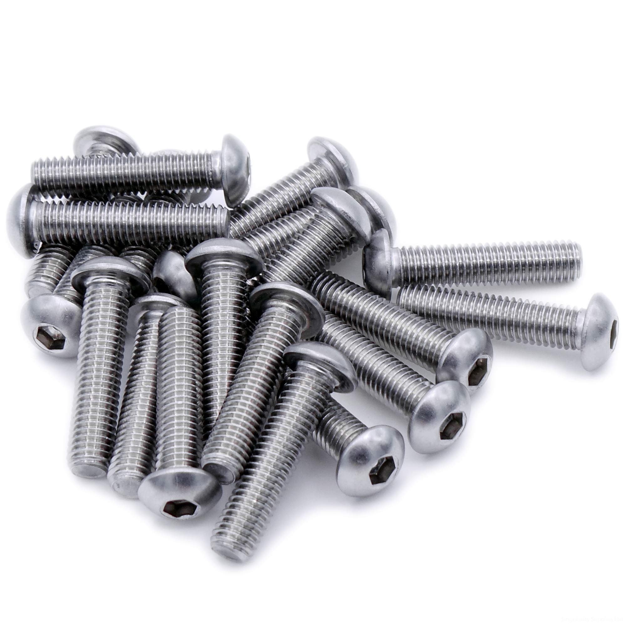 M2.5 (2.5mm x 10mm) Hex Socket Button Machine Screw (Bolt) - Stainless Steel (A2) (Pack of 20)