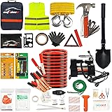 AUTODECO Car Roadside Emergency Kit - 118-Piece Premium Heavy Duty Car Roadside Emergency Kit - Jumper Cables Portable Air Co