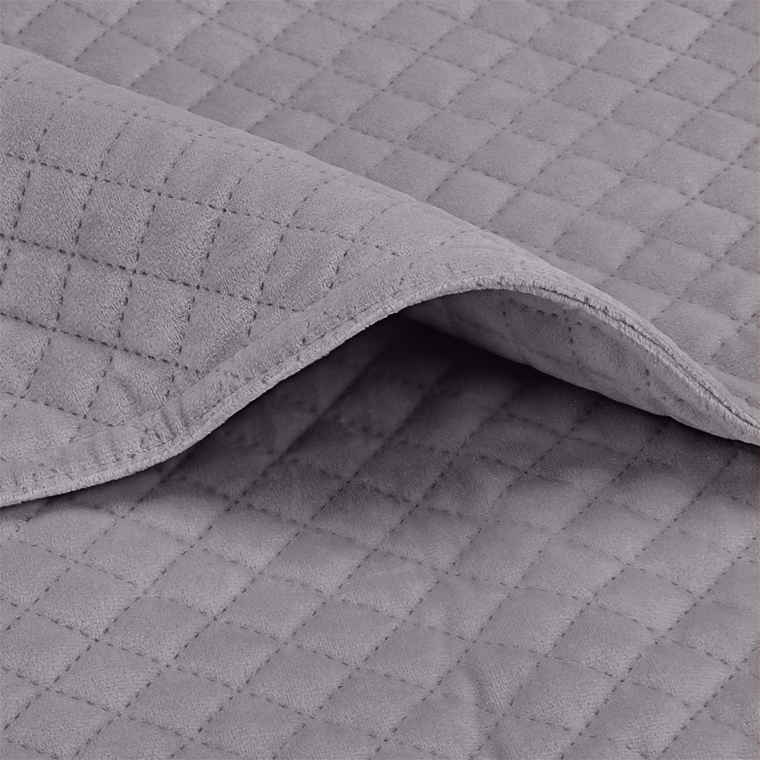 Basics Quilted Minky Weighted Blanket Cover - 60" x 80" (Full/Queen), Dark Grey: Home & Kitchen
