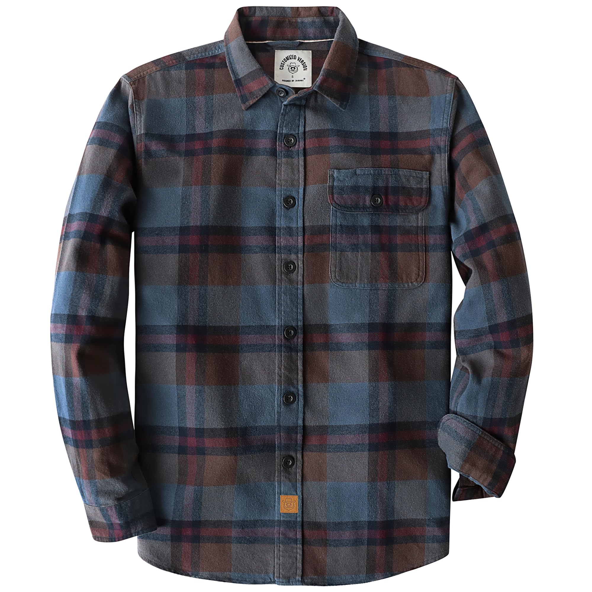 Dubinik®Mens Flannel Shirts Long Sleeve Flannel Shirt for Men Warm Casual Soft Cotton Button Down Plaid Mens Flannel Shirt