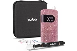 Professional Nail Drill Machine, Lavinda 35000RPM Electric Nail File for Acrylic Gel Nails, Cordless Portable Nail Drill Kit with Coreless Motor, Manicure Pedicure Shape Tools (Diamond, Pink)