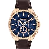 COACH Men's Jackson Chronograph Watch, 45mm Case Size, Genuine Leather Strap, Premium Fashion, Everyday Wear - Gift for Him