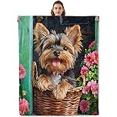 Kibue Lovely Yorkshire Terrier Dog Blanket - Lightweight, Soft & Cozy Flannel Plush Throw Blanket for Travel, Sofa, Bedroom, Office - Warm Decor for Adults Kids Women 60"×50"