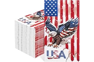 Homlouue 4th of July Napkins, American Eagle Flag Napkins, 3-Ply 100PCS Red White and Blue Paper Napkins, Patriotic Napkins Decor, Disposable Napkins for Veterans Day Independence Day Decorations