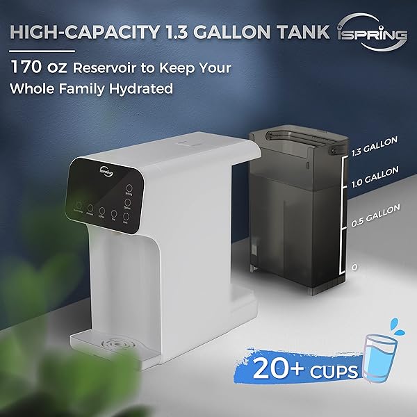 ISPRING RCD100 5-STAGE COUNTERTOP REVERSE OSMOSIS SYSTEM, INSTANT HOT RO WATER DISPENSER WITH UV, 2.5:1 PURE TO DRAIN, 100 GPD PORTABLE WATER FILTRATION SYSTEM, 4 TEMPERATURE OPTIONS, PLUG AND PLAY