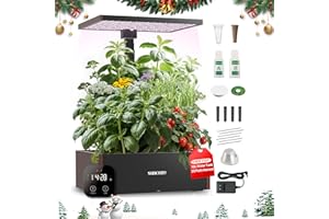 SUNCOZE 20 Pods Hydroponics Growing System Kit, Indoor Herb Garden with 30W LED Grow Light, 10L Large Water Tank, Up to 25" Height, Plants Germination Kit with Quiet Pump, Black