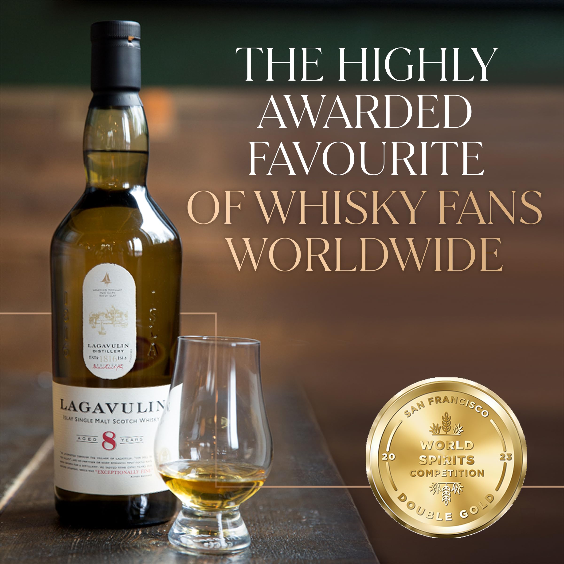 Lagavulin 8 Jahre Single Malt Scotch Whisky, mit Geschenkverpackung, Geschenkidee, Preisgekrönter Single Malt, handverlesen aus dem schottischen Islay, 48% Vol, 700ml Einzelflasche 2