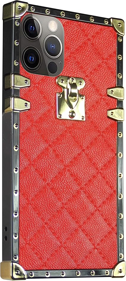 Amazon Com Westillux Compatible With Iphone 12 Pro Max Case Square Women Trunk Rectangle Luxury Box Cute Durable Girly Cover 6 7 Inch Red