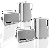 Herdio 3.5 Inch Passive Outdoor Speakers Wired Waterproof Wall Mount Speakers with 400W Superior Sound, All-Weather Durability, for Home Patio Garden Marine Boat Garage Indoor,4-Pack White