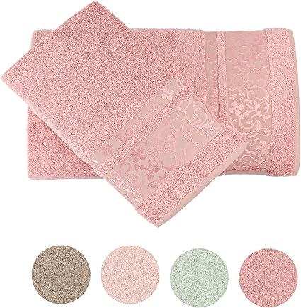 Concetti di-Lusso Diamond Bamboo Towel Set – Soft and Washable Bath Towels for Hands, Face and Hair – Set of 2 in Gift Box - Deseret Rose