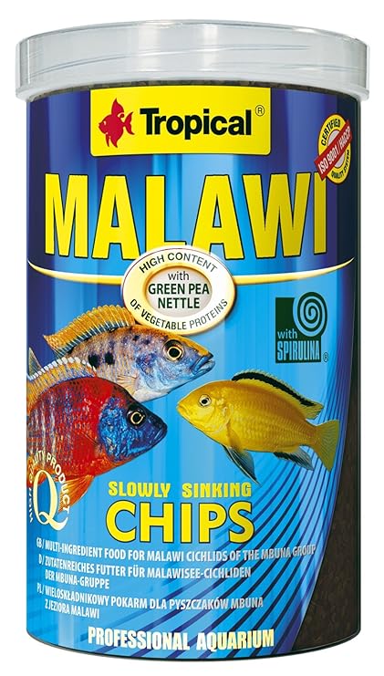 Tropical Malawi Mbuna Chips für Malawisee-Cichliden der Mbuna-Gruppe - zutatenreiches Futter, langsam sinkender Chips für die