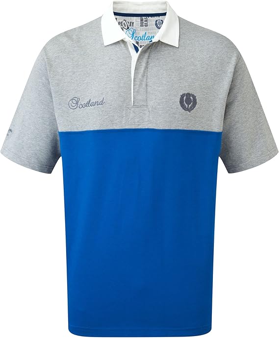 Cotton Traders Mens Short Sleeve Classic Rugby Shirt Scotland XL Blue