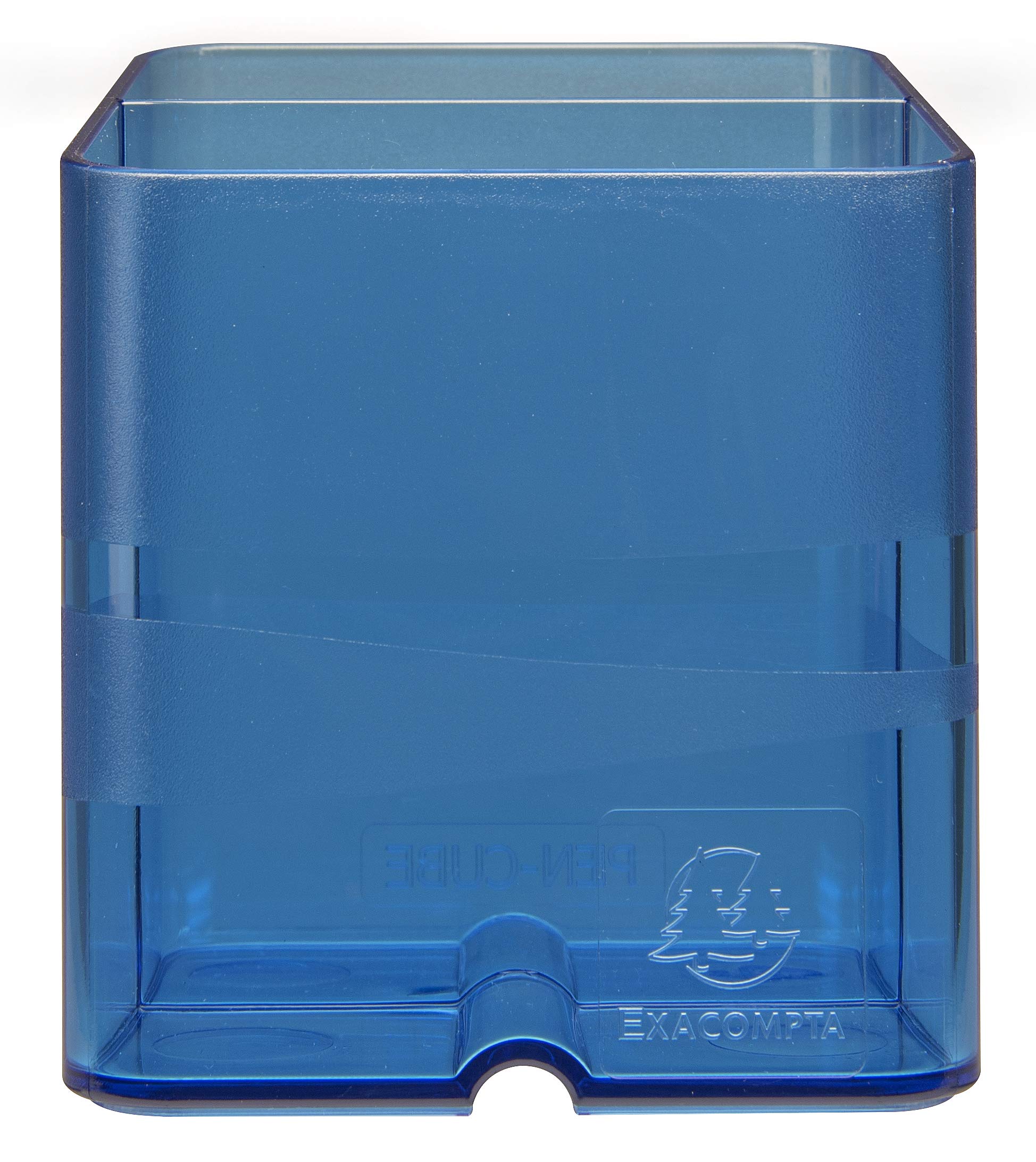 Exacompta - Ref 67760D - Chromaline Collection - Pen-Cube Pen Pot - 74 x 74 x 93mm, 2 Sections for Pens & Pencils, Space-Saving Solution for Offices - Translucent Royal Blue