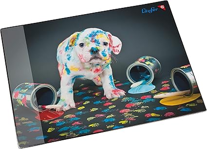 Laufer 46652 Schreibtischunterlage Bunter Hund 53x40 Cm Rutschfeste Schreibunterlage Fur Kinder Verschiedene Motive Mit Transparenter Seitentasche Amazon De Burobedarf Schreibwaren