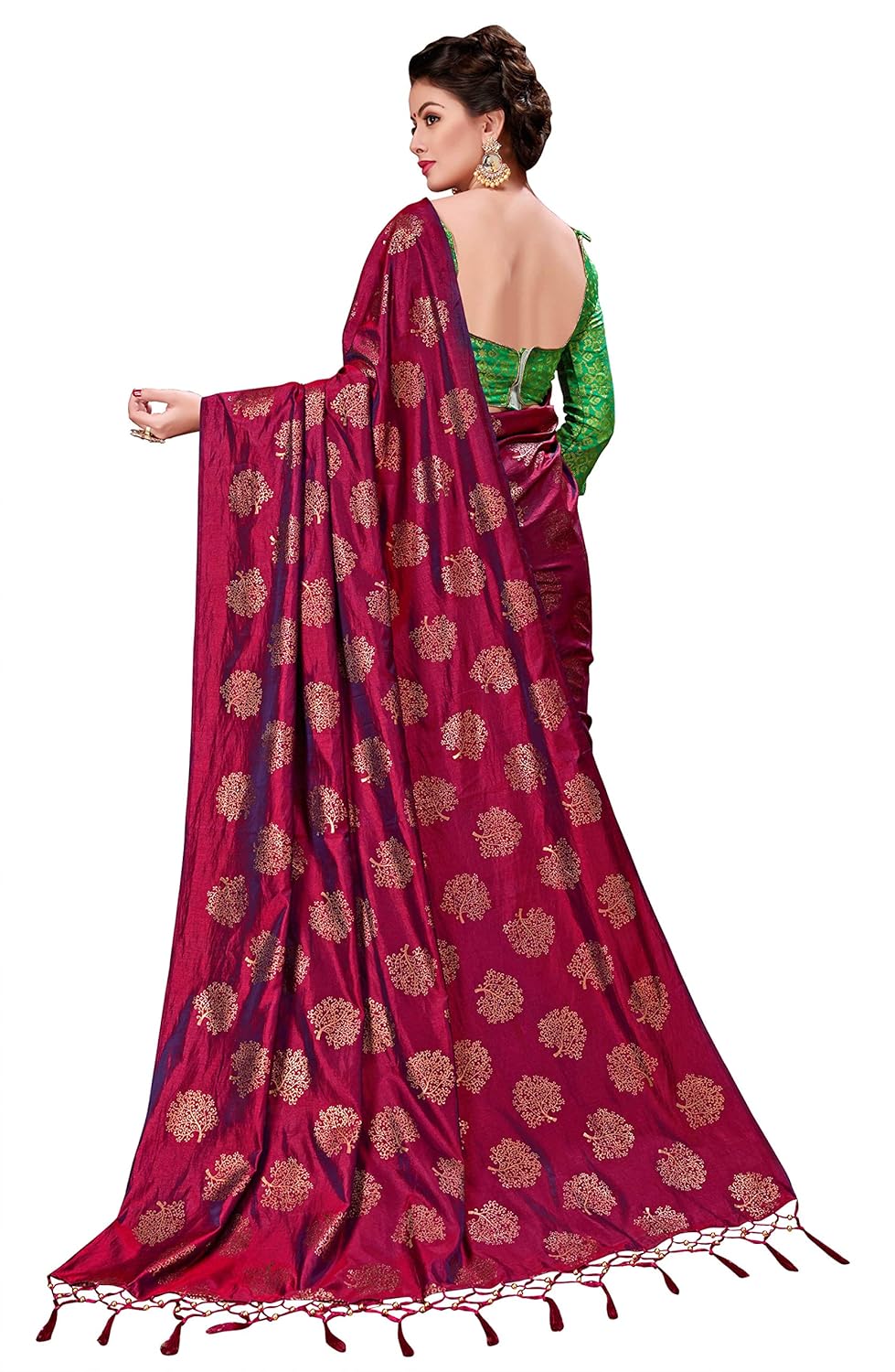 monjolika fashion women's two tone silk saree(35500_wine_freesize)