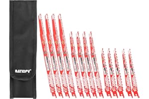 BATIOPV Reciprocating Saw Blades 12-Piece Set for Wood – HCS Blades for Hardwood, Softwood, MDF, OSB & Construction Lumber – 