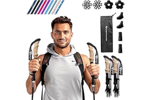 HIGH STREAM GEAR Walking Sticks for Men & Women - 14.5" Foldable Hiking Poles for Backpacking, Exercising and Traveling, Set of 2 Aluminum Nordic Collapsible Trekking Poles