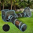 GINDOOR 9.45FT Outdoor Cat Enclosures Portable Cat Playhouse, Pop Up Cat Tent with 33.86x 11.81IN Double Cat Tunnels DIY in Multiple Ways, Cat Playpen Play Tents for Cats Rabbits and Small Animals