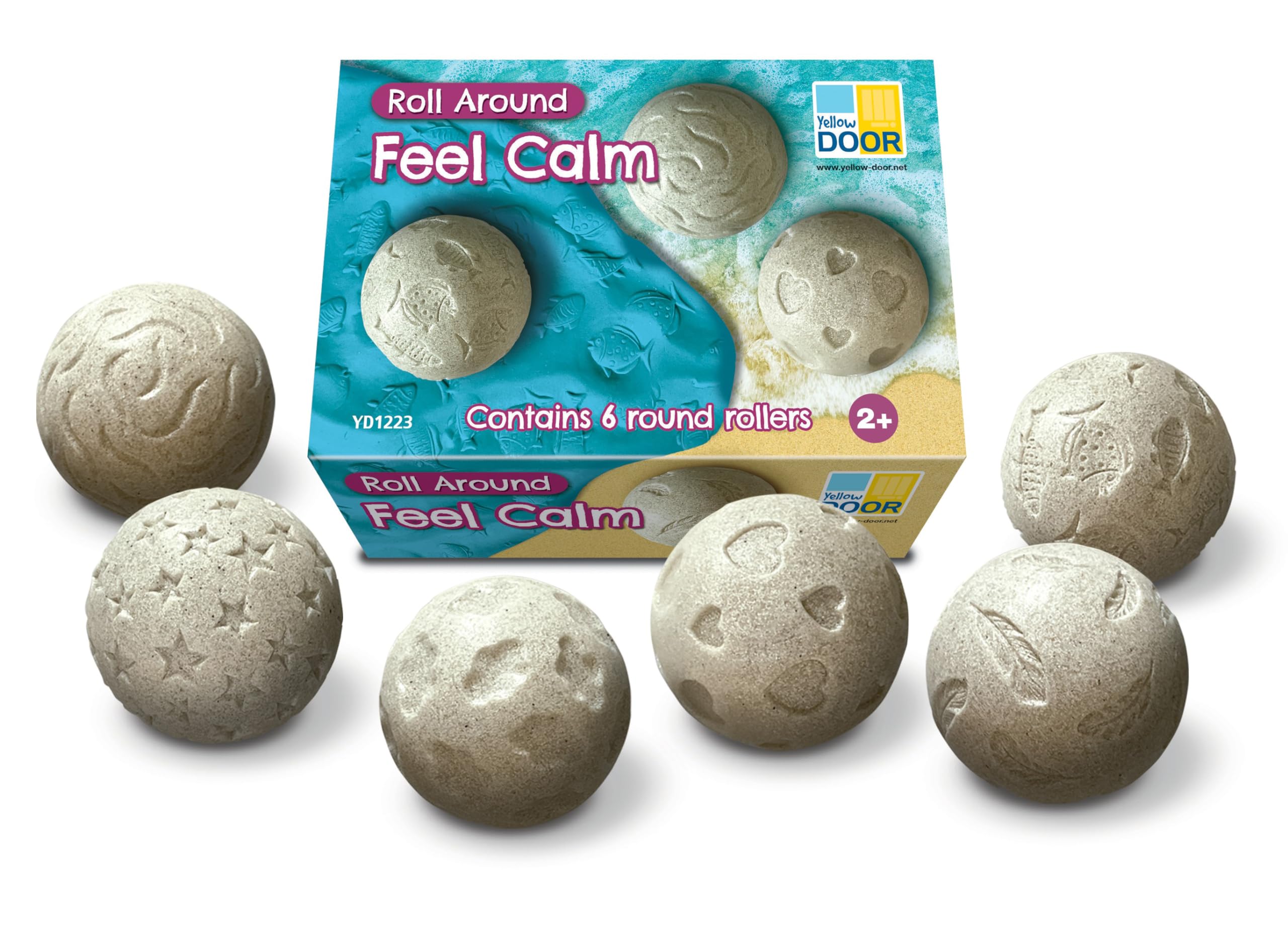 Yellow Door Roll Around Feel Calm |Six Wellbeing Mindful Playdough Roller Balls |Early Educational Learning |Sensory Spheres |Fine Motor Skills |Stamp and Roll in Playdough Clay Sand |Durable Outdoors