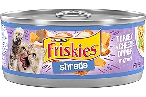 Purina Friskies Shreds Turkey and Cheese Dinner in Gravy High Protein Wet Cat Food - (Pack of 24) 5.5 oz. Cans