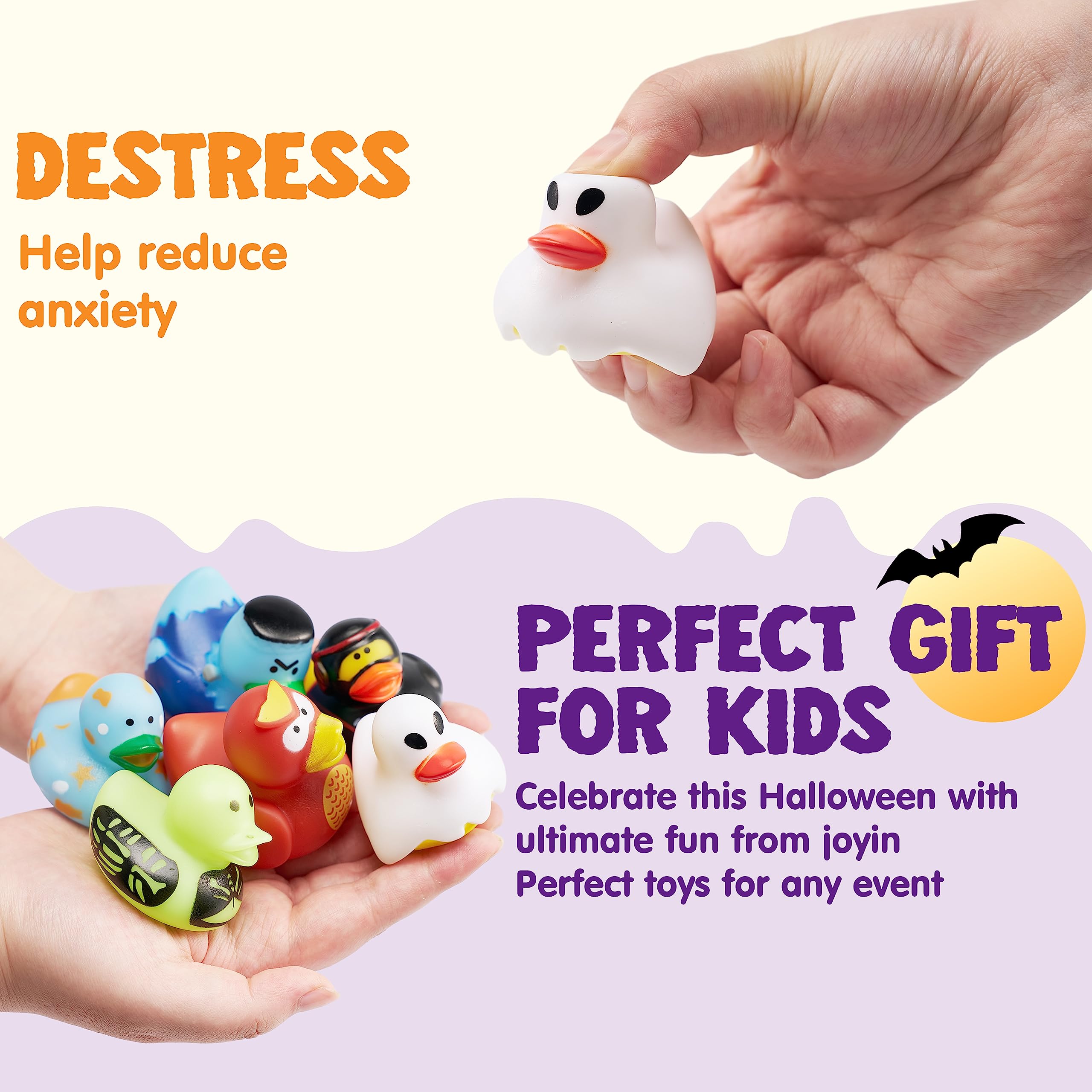 JOYIN 24 PCS Halloween Rubber Ducks, Halloween Ducks Toys for Trick or Treating Goodie Bag Fillers, Bathtub Toys Duckies for Halloween Party Favors Decorations, School Classroom Game Prizes