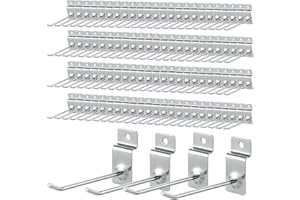 MEKUEEEX 100 Pcs Heavy Duty Slatwall Panel Hooks Hanging Slatwall Accessories Metal Slat Wall Hanging Hooks Silver Slat Wall Hanger Commercial Grade Slatwall Pegs for Shop Retail Display - 4 Inch