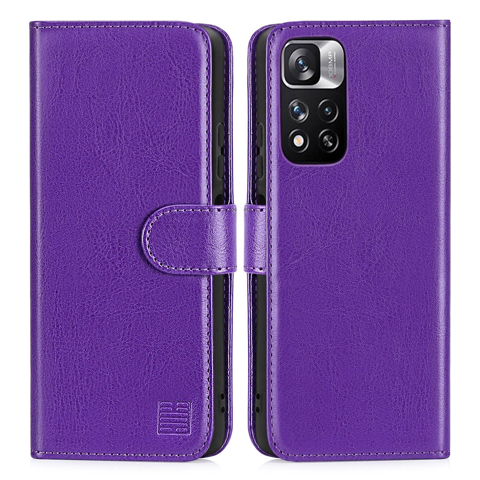 32nd Book Wallet PU Leather Flip Case Cover For Xiaomi Redmi Note 10 Pro, Design With Card Slot and Magnetic Closure - Purple