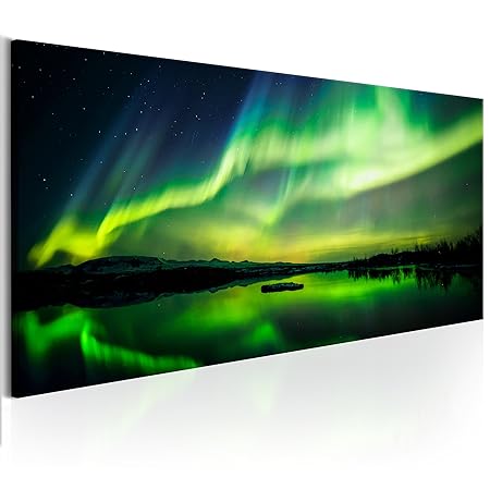 decomonkey Bilder Polarlicht 135x45 cm 1 Teilig Leinwandbilder Bild auf Leinwand Vlies Wandbild Kunstdruck Wanddeko Wand Wohn