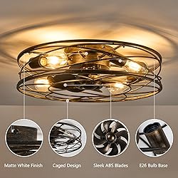 Flush Mount Caged Ceiling Fan: 20" Caged Ceiling