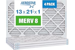 Aerostar 13x21 1/2x1 MERV 8, Pleated Air Filter, 13 x 21 1/2 x 1, Box of 4, Made in The USA