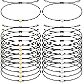 Otuuz 20 Pieces Galentines Day Gifts Bulk Silver Gold Heart Charm Bracelets Black String Adjustable Bracelet Braided Matching Bracelets Friendship Jewelry Galentines Party Favors for Women Men