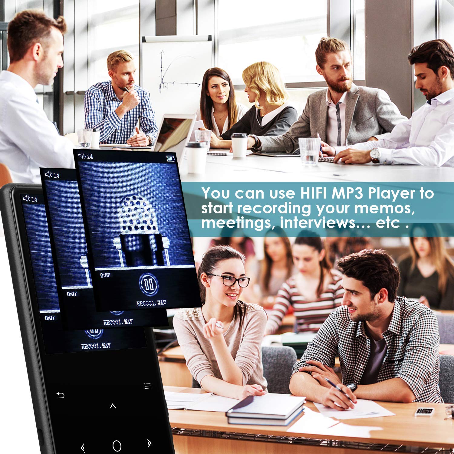 MP3 Player with Bluetooth, Mbuynow 16GB Music Player 2.4 Inch Screen with FM Radio Voice Recorder HIFI Lossless Sound Touch button with Video E-Book Support Up to 128GB TF Card (Black)