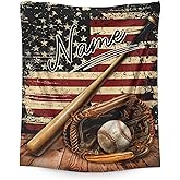 Custom Blanket for Baseball Lovers Husband Dad Grandpa, Baseball Throw Blanket Gifts for Teens Adults, Custom 50x60 Inches Soft Comfy Flag Throw for Sofa Couch Bed Travel